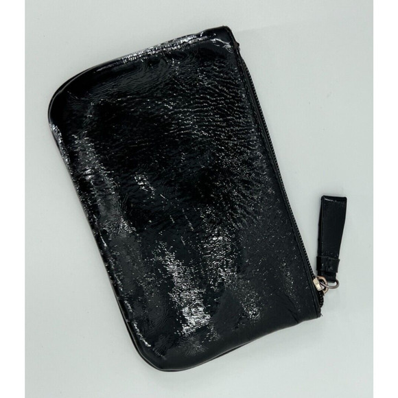 Victoria's Secret Black Faux Patent Leather Wallet Bag Key Holder Coin Purse - Picture 2 of 5